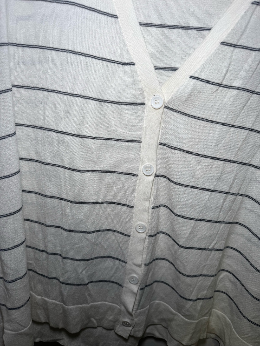 Eileen Fisher White Stripe Button-Front Women's Cardigan size L - Picture 4 of 8